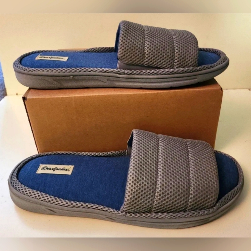 Mens DearFoams Indoor/Outdoor Sandal Slides Size 11-12 Slip On Shoes - Picture 3 of 7